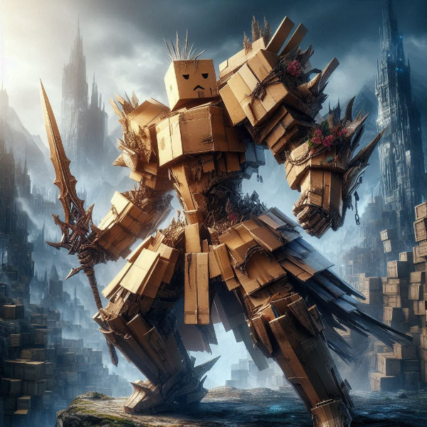 段ボール箱で出来た勇者