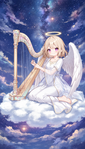ハープを演奏する天使