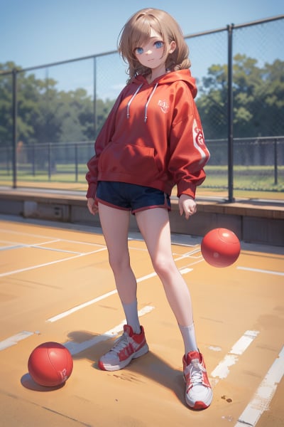 ドッジボールをするうちの娘たち（赤ずきんの少女錬金術師）