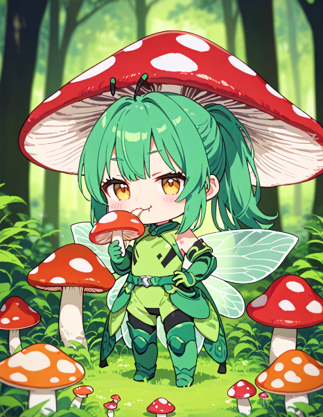 森で🍄をモシャモシャ食べるマンティスちゃん