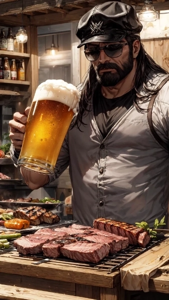 ビールとお肉とマッチョマン
