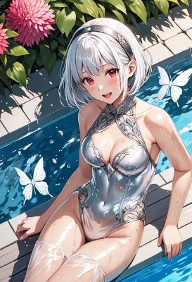 プラチナ水着のエルフ