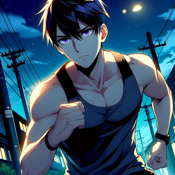 タンクトップな、走る黒髪短髪男性！！(17枚)