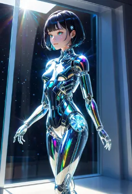 クリスタルガラスの機械人