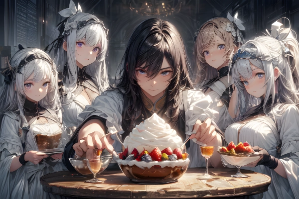 王子、プリンを食べる