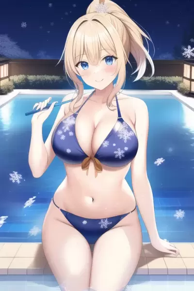 雪の結晶とナイトプールと雪の結晶です。