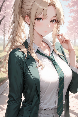 桜の下の制服少女