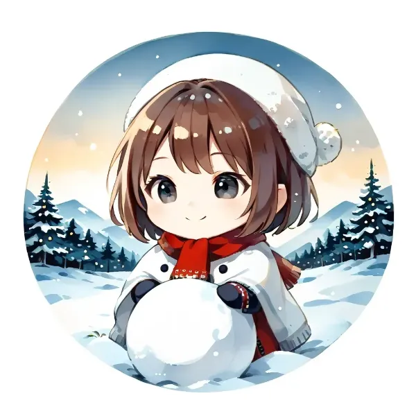 雪だるまを作っている女の子