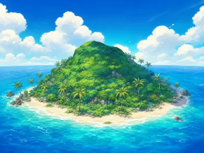 AIの餌を手描きした上で生成した画像　孤島