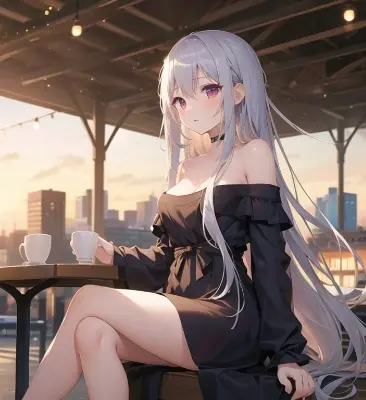 夕方のカフェ