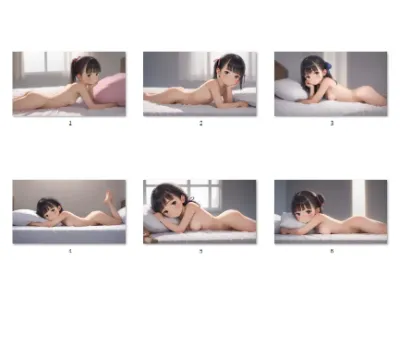 【サンプル】〇リJ〇ちゃんたちが全裸で横たわり（6枚）