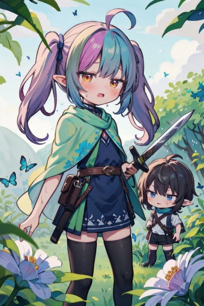 狩りをしているエルフの姉妹