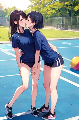 球技グラウンドでキス