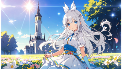 お花を愛でる少女