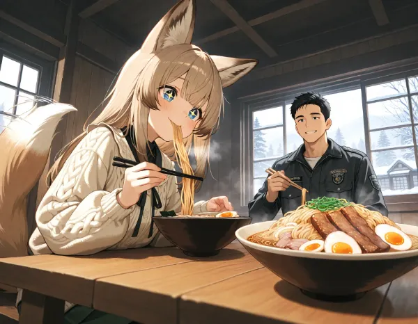 斎藤さんとコン子・ラーメンを食べに行った