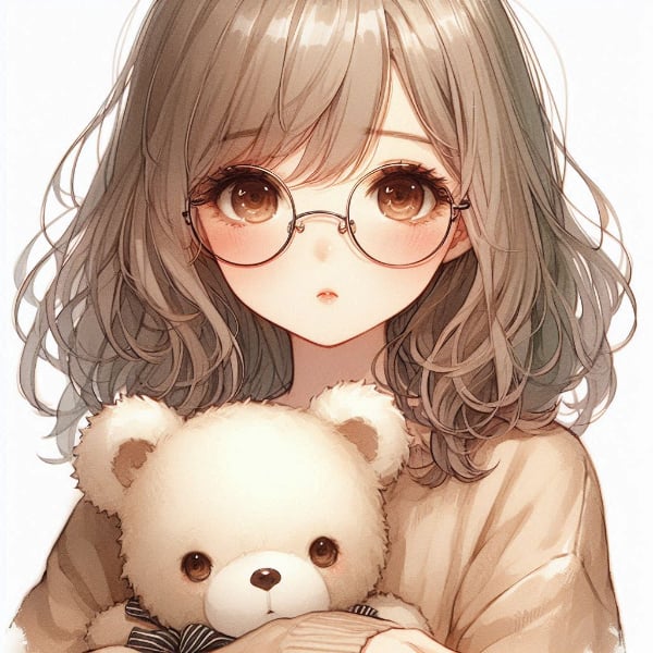 女の子とクマのぬいぐるみ