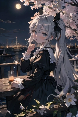 月と夜桜とゴシック少女
