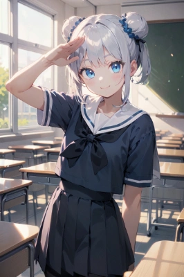 銀髪ちゃん、敬礼！