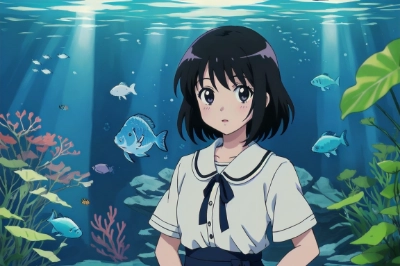 水槽の前で