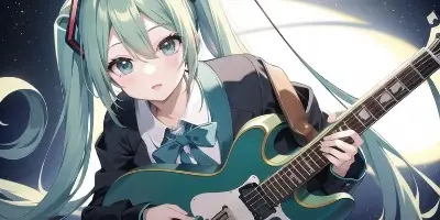 ギターを持った初音ミク　けいおん編