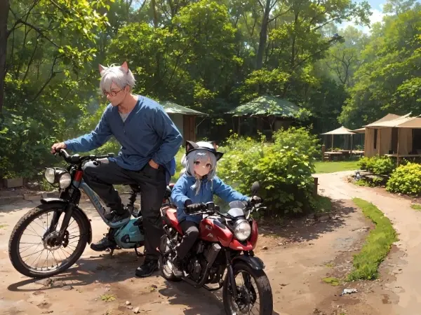 バイクと森林