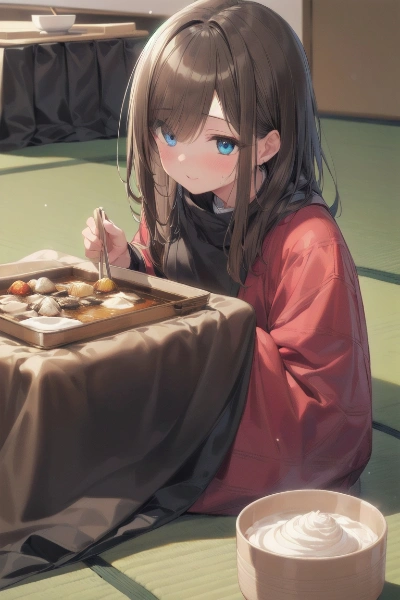 鍋を食べる少女