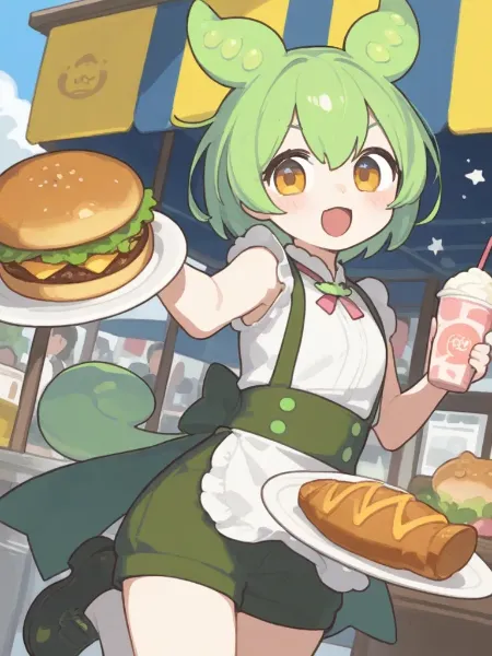 元気バーガー屋台の緑娘
