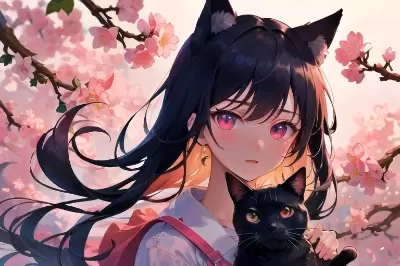 黒髪猫耳