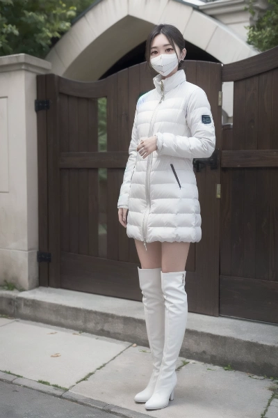 白いダウンの女の子