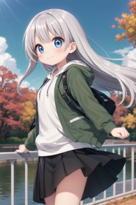 橋の上の銀髪少女