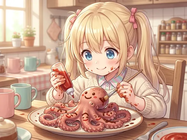タコさんにもおかおつけたよ！