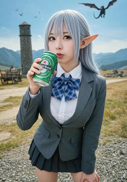 銀髪エルフの禁断の一杯