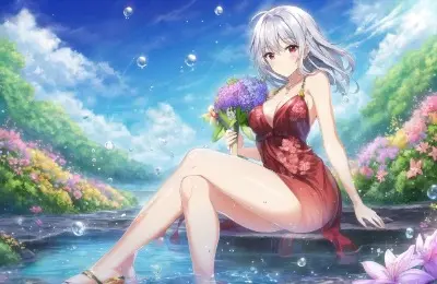 川原で祝福
