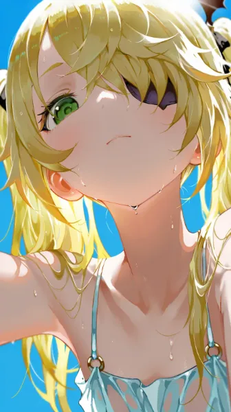 汗ばむ金髪少女