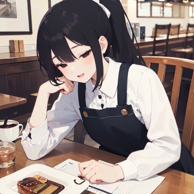 カフェでくつろぐ私