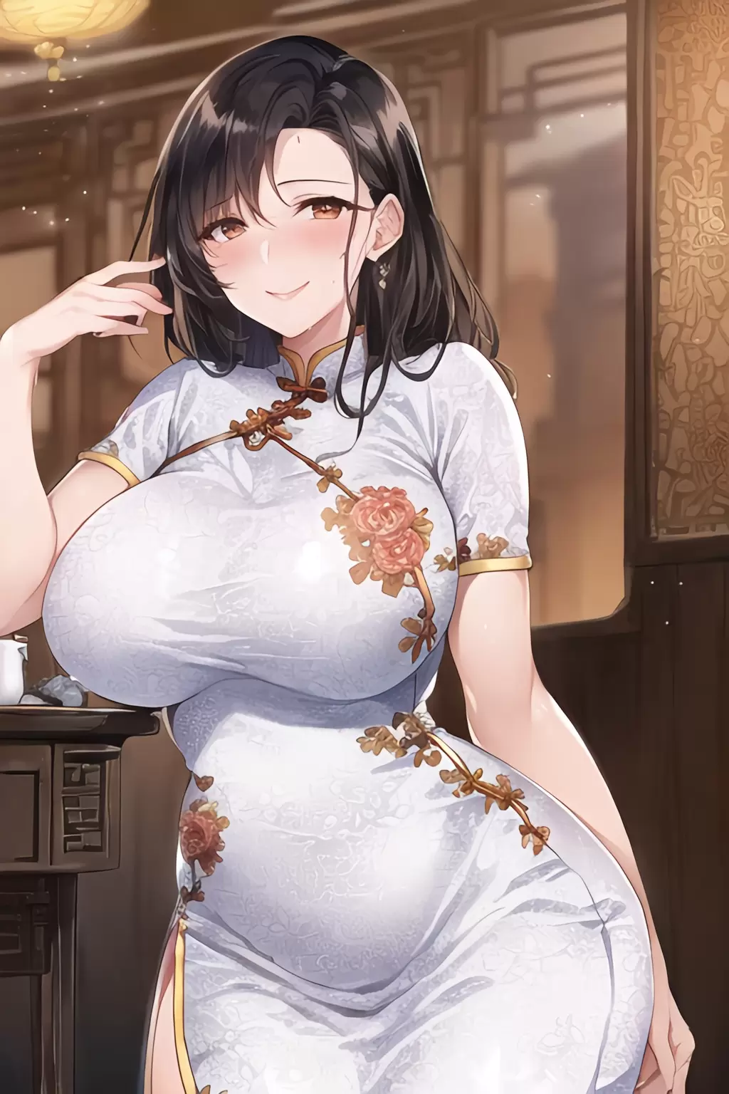 チャイナ服の爆乳熟女 | Aipictors