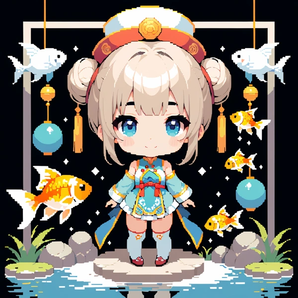 ピクセルアート金魚池