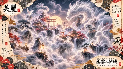 雲海に舞う白龍と白兎の神話