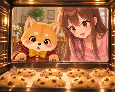 柴犬の魔法使い、焼き菓子を焼く