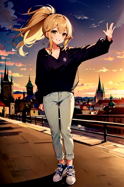 プラハ城近郊の朝焼け