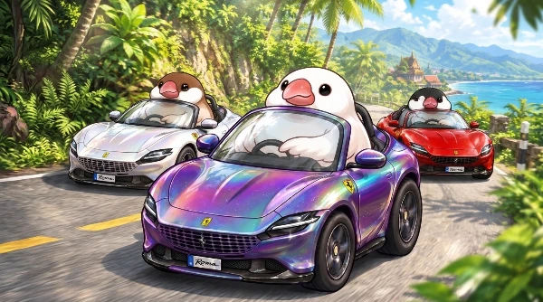 オープンカーでドライブ