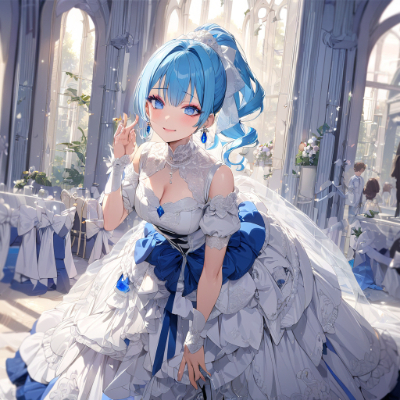 ドレス姿が素敵な青髪さん