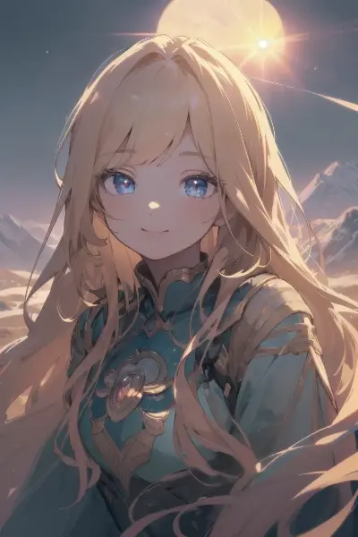 絶景に佇む金色の髪の少女