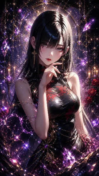 紫晶の幻想に包まれる黒き魔姫