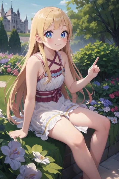 庭園に佇む金色の髪の少女