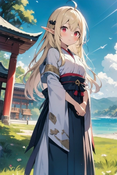 エルフ巫女さん