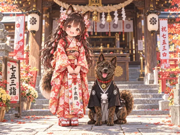七五三 ― あの日のさくら姫と三毛丸 🌸🐾