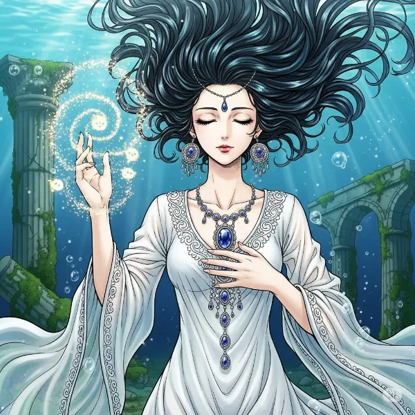 水中でなびく黒髪(pixiv再掲)