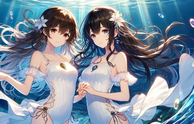 水中の美人姉妹