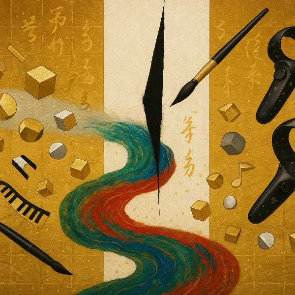 筆先から溢れる色彩の幻河